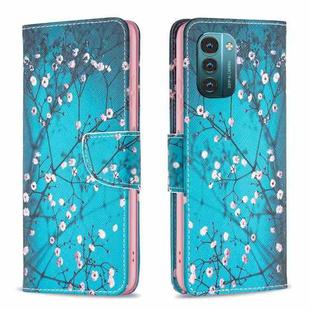 For Nokia G21 / G11 Colored Drawing Pattern Horizontal Flip Leather Phone Case(Plum Blossom)