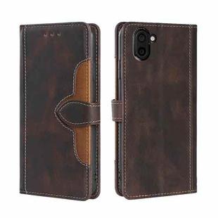 For Sharp Aquos R3 SHV44 SH-04L Skin Feel Straw Hat Magnetic Buckle Leather Phone Case(Brown)
