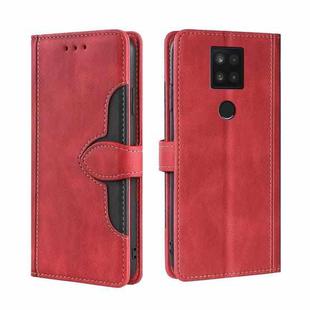 For Sharp Aquos Sense 4 Plus Skin Feel Straw Hat Magnetic Buckle Leather Phone Case(Red)