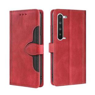 For Sharp Aquos R5G Skin Feel Straw Hat Magnetic Buckle Leather Phone Case(Red)