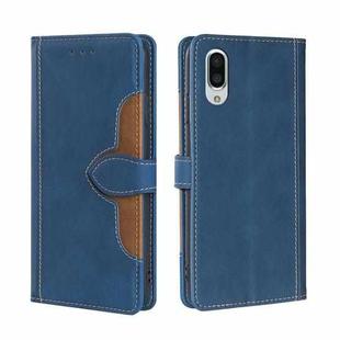 For Sharp Aquos Sense 3 Plus Skin Feel Straw Hat Magnetic Buckle Leather Phone Case(Blue)