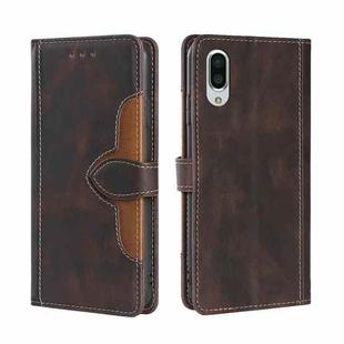 For Sharp Aquos Sense 3 Plus Skin Feel Straw Hat Magnetic Buckle Leather Phone Case(Brown)