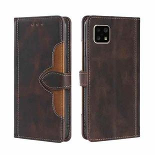 For Sharp Aquos Sense 4 4G/5G Skin Feel Straw Hat Magnetic Buckle Leather Phone Case(Brown)