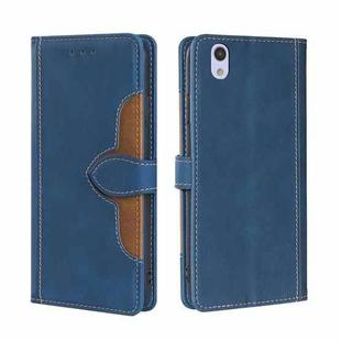 For Sharp Aquos Sense SH-01K SHV40 SH-M05 Skin Feel Straw Hat Magnetic Buckle Leather Phone Case(Blue)