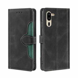 For Sharp Simple Sumaho 5 Skin Feel Straw Hat Magnetic Buckle Leather Phone Case(Black)