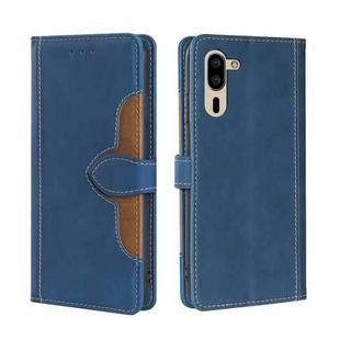 For Sharp Simple Sumaho 5 Skin Feel Straw Hat Magnetic Buckle Leather Phone Case(Blue)