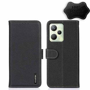 For OPPO Realme C35 KHAZNEH Litchi Genuine Leather Phone Case(Black)