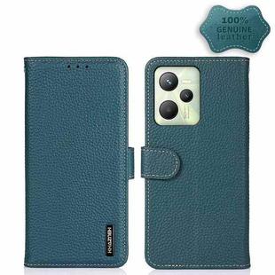 For OPPO Realme C35 KHAZNEH Litchi Genuine Leather Phone Case(Green)