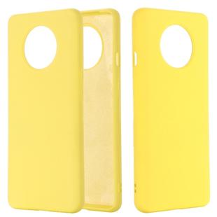 For OnePlus 7T Solid Color Liquid Silicone Shockproof Full Coverage Protective Case(Yellow)