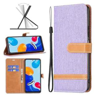 For Xiaomi Redmi Note 11 Global Color Matching Denim Texture Leather Phone Case(Purple)