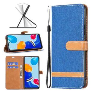 For Xiaomi Redmi Note 11 Global Color Matching Denim Texture Leather Phone Case(Royal Blue)