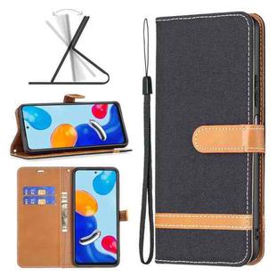 For Xiaomi Redmi Note 11 Global Color Matching Denim Texture Leather Phone Case(Black)