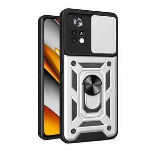 For Xiaomi Poco X4 Pro 5G Sliding Camera Cover TPU+PC Phone Case(Silver)
