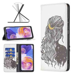 For Samsung Galaxy A23 5G Invisible Magnetic Painted Leather Phone Case(Girl)