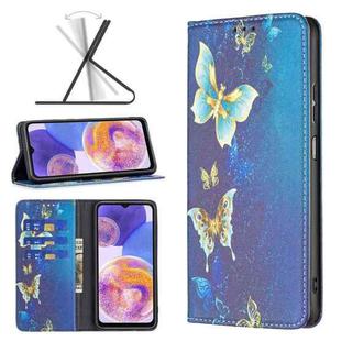 For Samsung Galaxy A23 5G Invisible Magnetic Painted Leather Phone Case(Gold Butterflies)