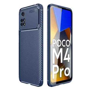 For Xiaomi Poco M4 Pro Carbon Fiber Texture Shockproof TPU Phone Case(Blue)