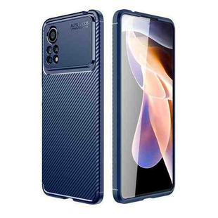 For Xiaomi Poco M4 Pro Fine Hole Version Carbon Fiber Texture Shockproof TPU Phone Case(Blue)