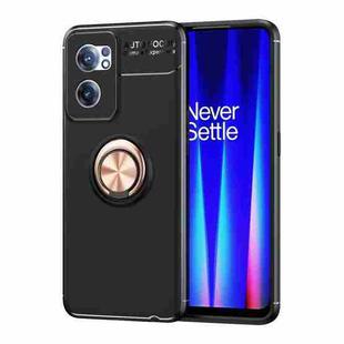 For OnePlus Nord CE 2 5G Metal Ring Holder TPU Phone Case(Black+Rose Gold)