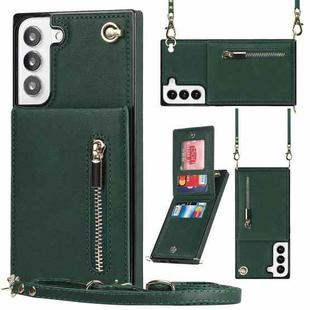 For Samsung Galaxy S22+ 5G Cross-body Square Zipper Card Holder Bag Phone Case(Green)