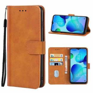 Leather Phone Case For TCL 20 AX 5G(Brown)