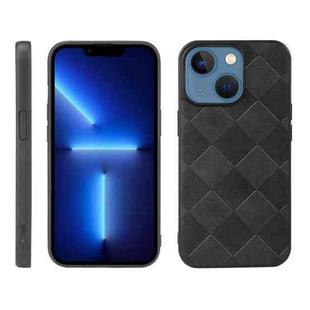 For iPhone 13 mini Weave Plaid PU Phone Case (Black)