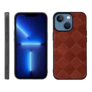 For iPhone 13 mini Weave Plaid PU Phone Case (Brown)