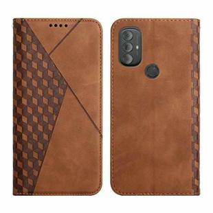 For Motorola Moto G Power 2022 Diamond Splicing Skin Feel Magnetic Leather Phone Case(Brown)