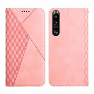 For Sony Xperia 1 III Diamond Splicing Skin Feel Magnetic Leather Phone Case(Rose Gold)
