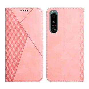 For Sony Xperia 5 III Diamond Splicing Skin Feel Magnetic Leather Phone Case(Rose Gold)