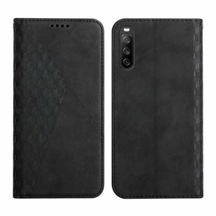 For Sony Xperia 10 III Diamond Splicing Skin Feel Magnetic Leather Phone Case(Black)