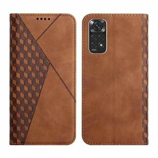 For Xiaomi Redmi Note 11/11S Overseas Version Diamond Splicing Skin Feel Magnetic Leather Phone Case(Brown)