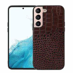 For Samsung Galaxy S22 5G Crocodile Top Layer Cowhide Leather Phone Case(Coffee)
