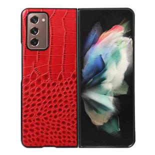 For Samsung Galaxy Z Fold2 5G Crocodile Top Layer Cowhide Leather Phone Case(Red)