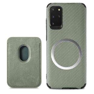 For Samsung Galaxy S20+ Carbon Fiber Leather Card Magsafe Phone Case(Green)