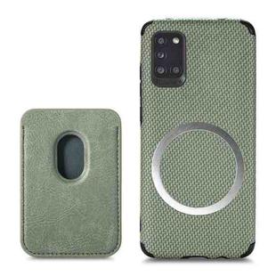 For Samsung Galaxy A31 Carbon Fiber Leather Card Magsafe Phone Case(Green)