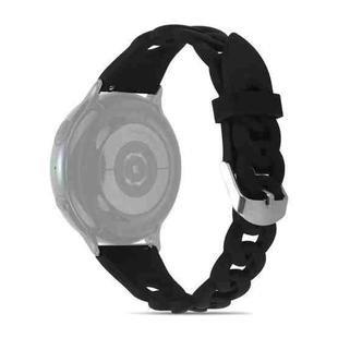 20mm Ring Buckle Silicone Watch Band(Black)
