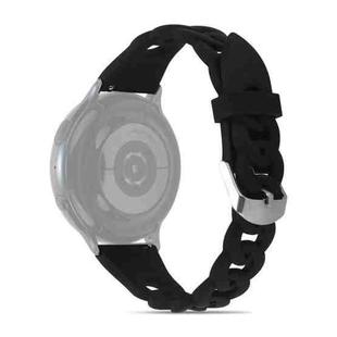 22mm Ring Buckle Silicone Watch Band(Black)