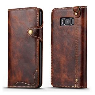 For Galaxy S8 Plus Denior Oil Wax Cowhide Magnetic Button Horizontal Flip Leather Case with Card Slots & Wallet(Brown)