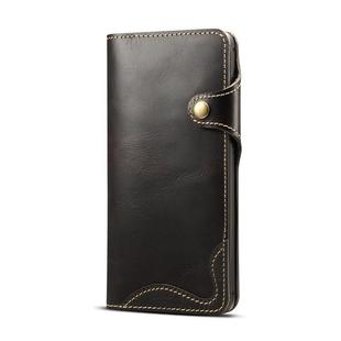 For Huawei Mate 20 Denior Oil Wax Cowhide Magnetic Button Horizontal Flip Leather Case with Card Slots & Wallet(Black)
