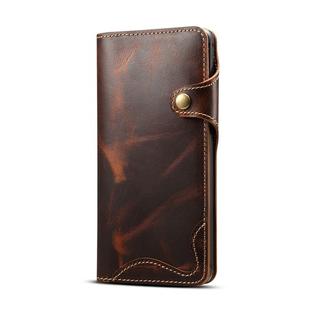 For Huawei Mate 20 Denior Oil Wax Cowhide Magnetic Button Horizontal Flip Leather Case with Card Slots & Wallet(Brown)