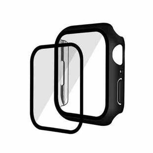 Electroplating Matte All-inclusive PC + Tempered Glass Watch Case For Apple Watch Series 9 / 8 / 7 41mm(Black Aluminum)