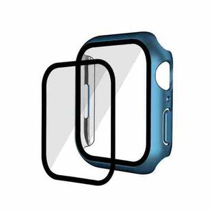 Electroplating Matte All-inclusive PC + Tempered Glass Watch Case For Apple Watch Series 9 / 8 / 7 41mm(Blue Aluminum)