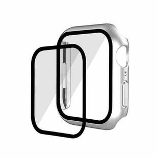 Electroplating Matte All-inclusive PC + Tempered Glass Watch Case For Apple Watch Series 9 / 8 / 7 41mm(Silver Aluminum)