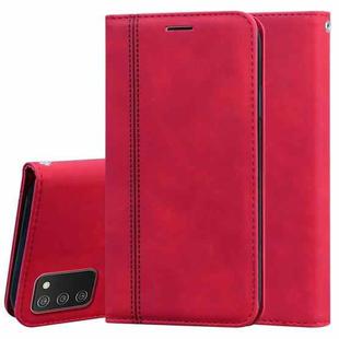 For Samsung Galaxy A03s 164mm Frosted Business Magnetic Flip Leather Phone Case(Red)
