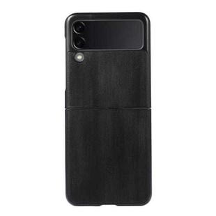 For Samsung Galaxy Z Flip 3 5G Yellow Cow Texture PU Phone Case(Black)