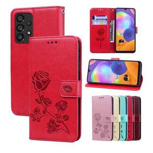 For Samsung Galaxy A33 5G Rose Embossed Leather Phone Case(Red)