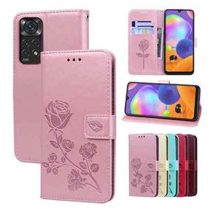 For Redmi Note 11 Global Version / Note 11S 4G Global Version Rose Embossed Leather Phone Case(Rose Gold)