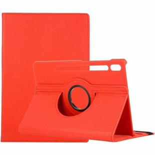 For Samsung Galaxy Tab S8 Ultra 360 Degrees Rotation Holder Litchi Leather Tablet Case(Red)