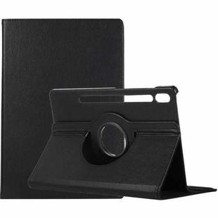 For Samsung Galaxy Tab S8 Ultra 360 Degrees Rotation Holder Litchi Leather Tablet Case(Black)