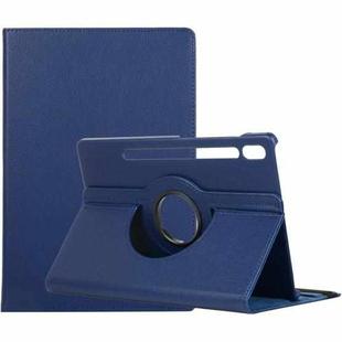 For Samsung Galaxy Tab S8 Ultra 360 Degrees Rotation Holder Litchi Leather Tablet Case(Blue)